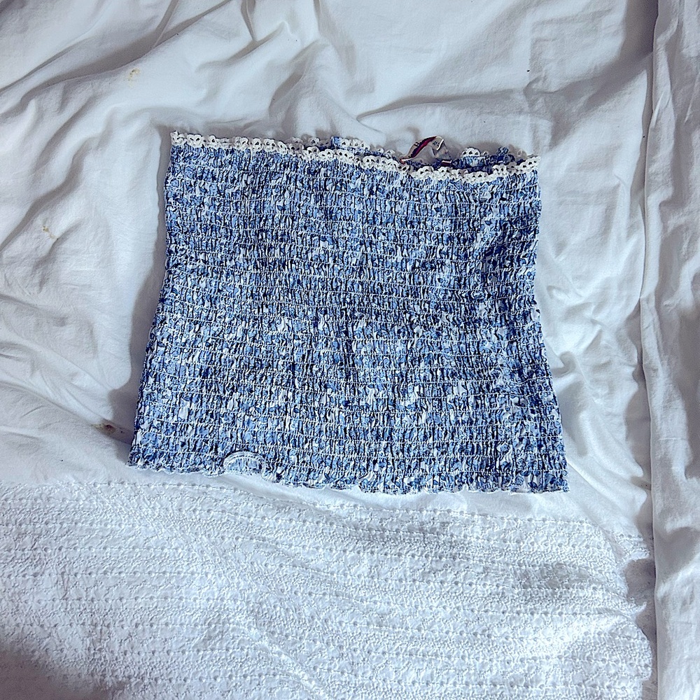 Vintage Havana Light Blue Smocked Top